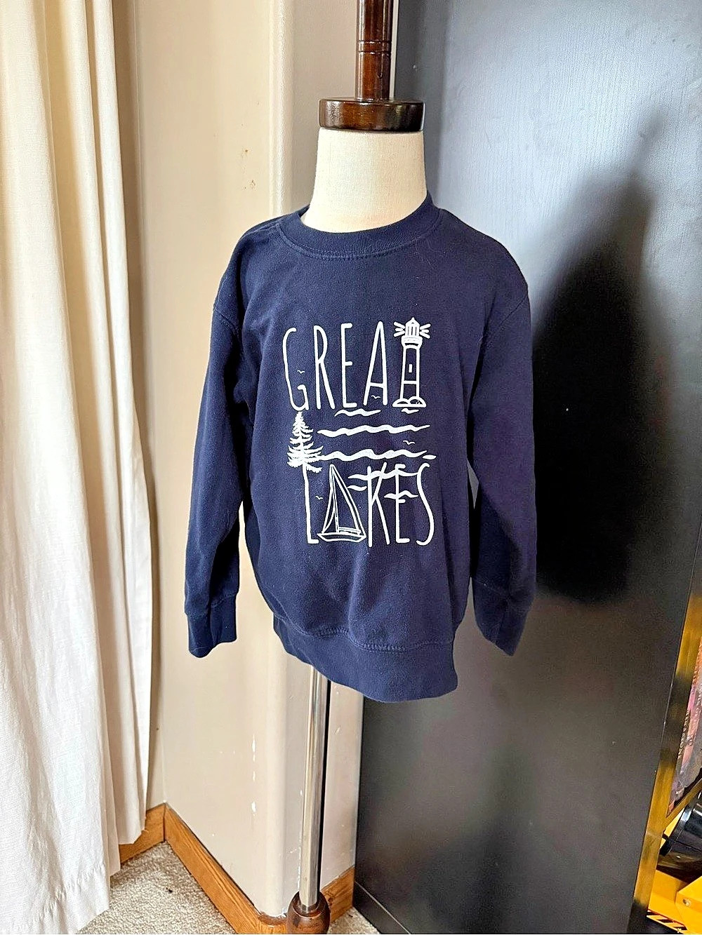Kids “Great Lakes” Blue Graphic Sweatshirt